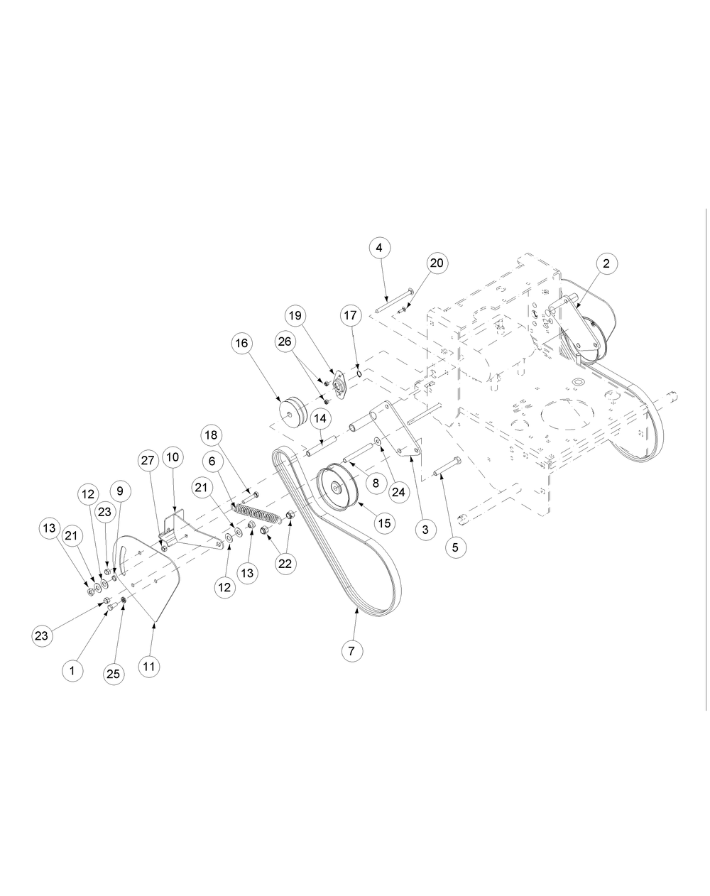 Vari-Touch Drive Assembly Diagram and Parts List for G1332 55AI5GMQ050-WAM Cub Cadet Lawn Mower